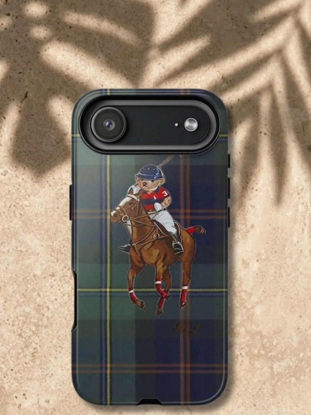 Green Tartan Polo Bear Phone Case - Unbranded